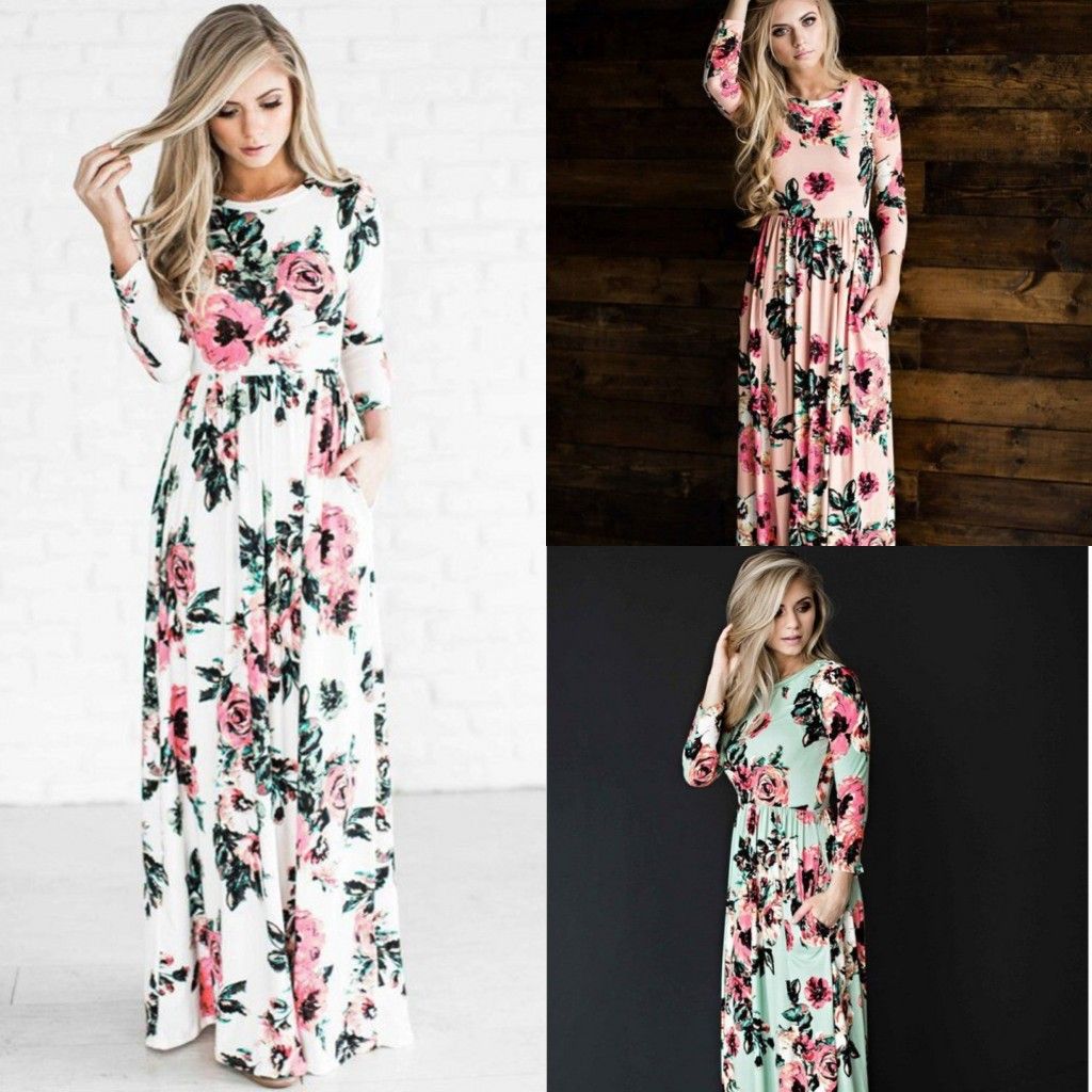Compra Vestido Estampado Floral De Verano De Manga Corta Con Bolsillo De  Playa Boho Vestido De Fiesta Vestido Largo De Noche Vestidos Largos Vestido  De Verano Barato | Entrega Rápida Y Calidad 