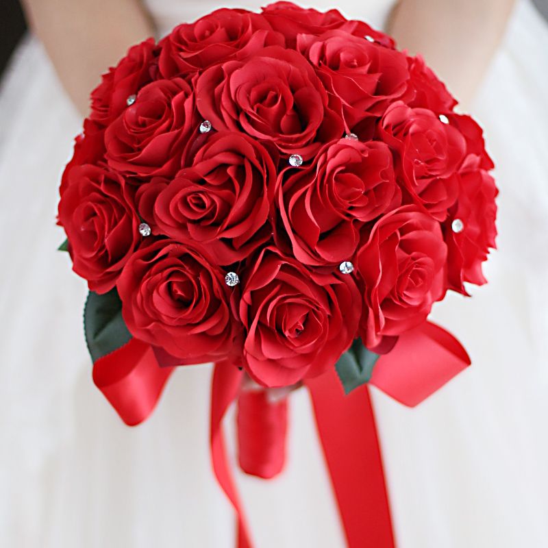 Acheter Haut De Gamme Personnalisé Bouquet De Mariée De Style Chinois Tenant Des Fleurs Rouge Fleur Balle Diamant Bouquet De Mariage De 4021 Du