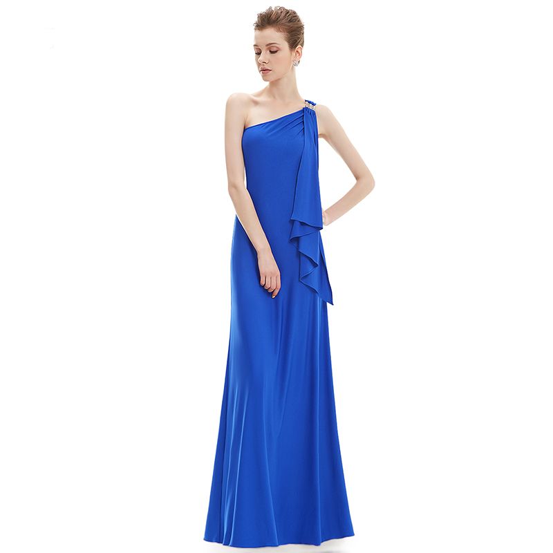 Sencillo vestido largo de noche de gasa de un solo hombro para mujer vestido de fiesta Sencillo vestido largo de noche de gasa de un solo hombro para mujer vestido de fiesta