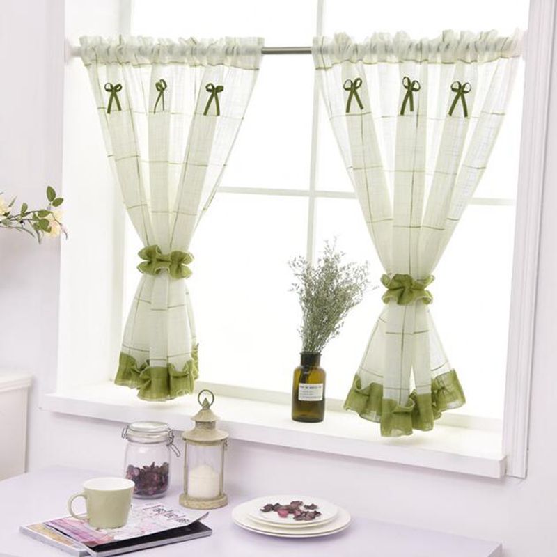 2019 Romantic Sweet Lace Home Garden Screens Half Coffee Curtain