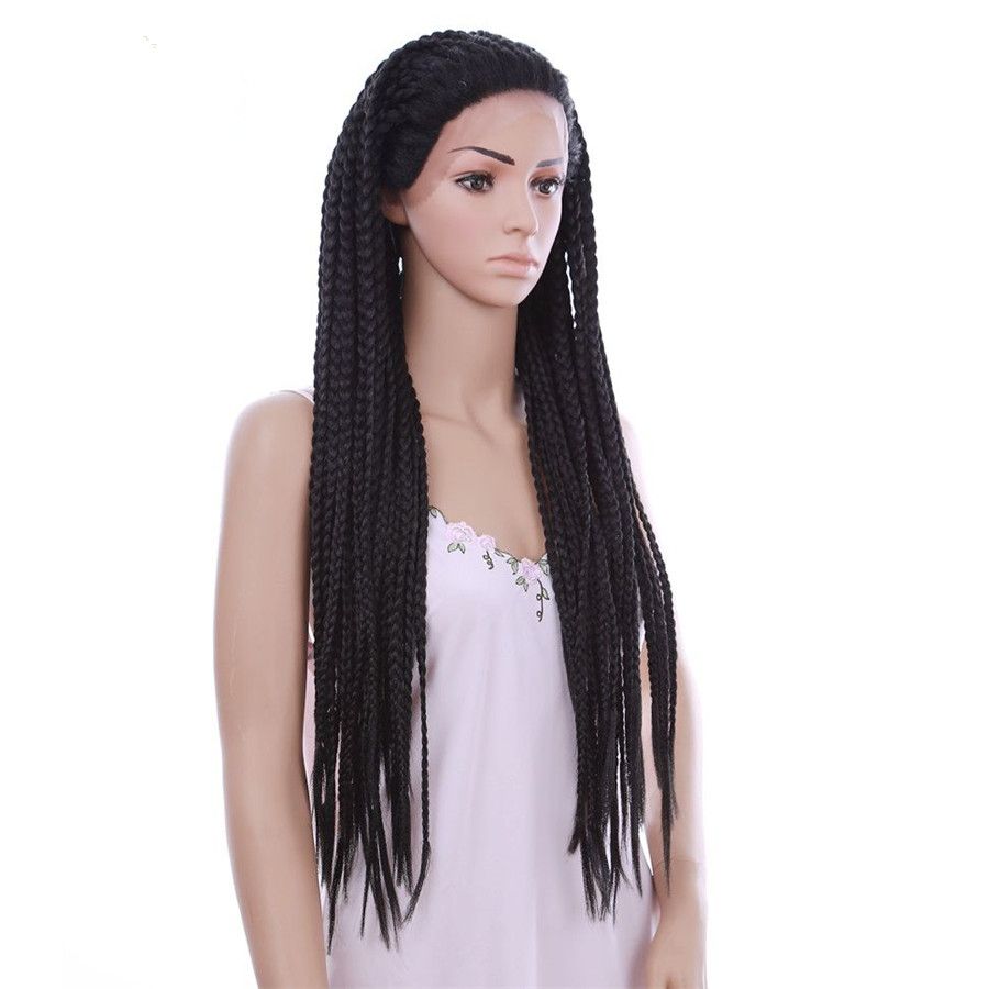 30inch Long Straight Wigs Crochet Braided Box Braids Synthetic