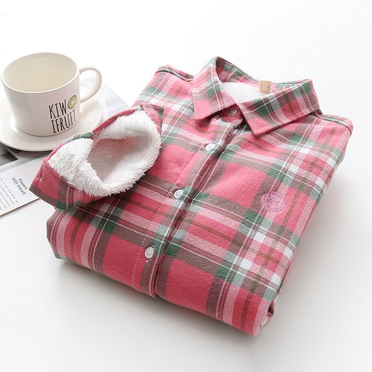 Grosshandel 18 Winter Neue Warme Hemden Mantel Frauen Langarm Flanell Plus Samt Dickes Kariertes Hemd Weibliche Tops Bluse Stil Oberbekleidung Von Pinkcolor 24 49 Auf De Dhgate Com Dhgate