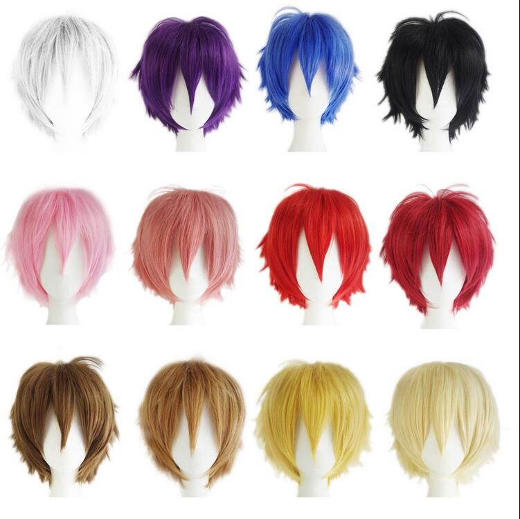 Multi Color Men Boy Women Short Wigs Straight Hair Anime Party Costume Cosplay Multiple Choice Hats And Wigs Hats With Wigs From Hamdlen976