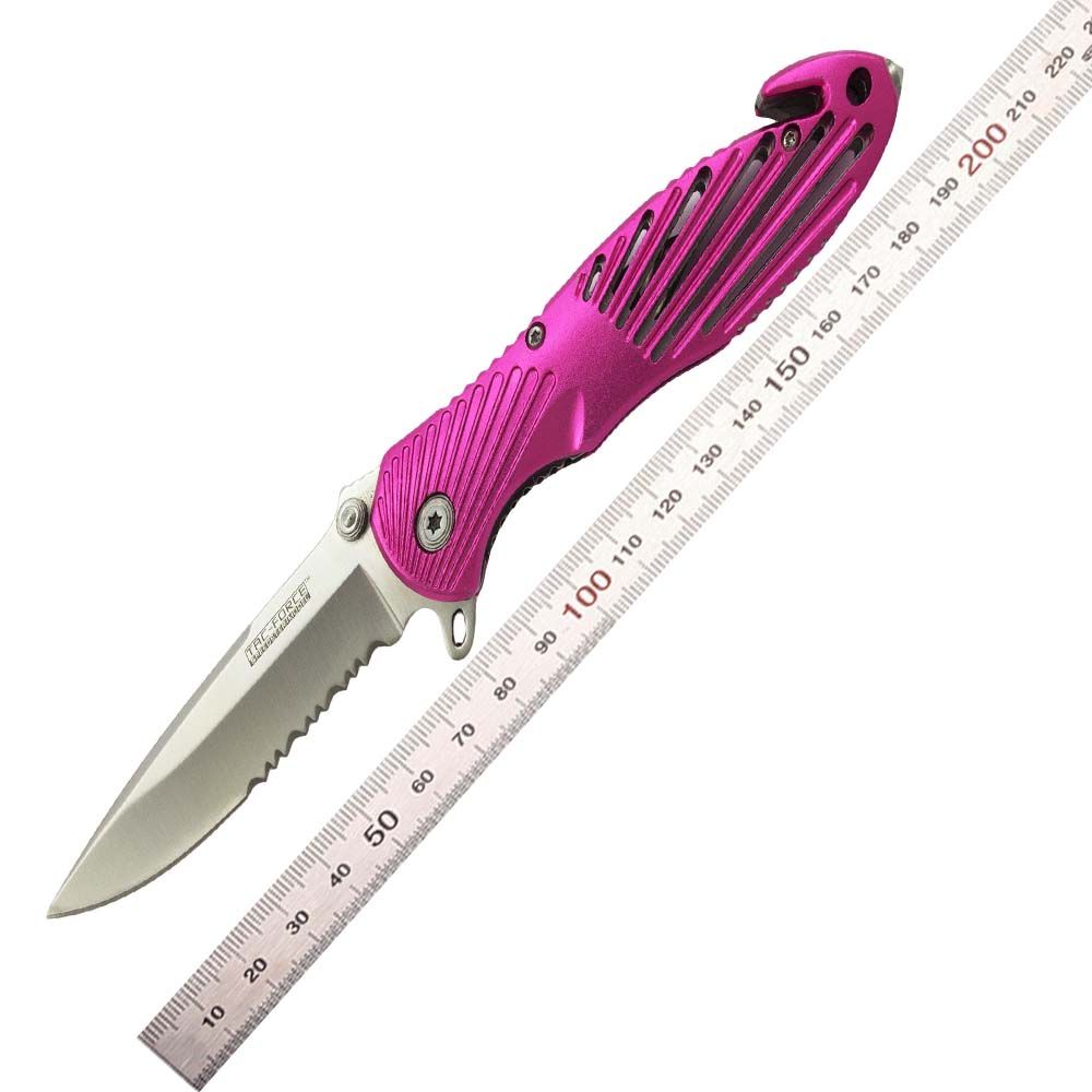 8 PINK SPRING ASSISTED TACTICAL FOLDING KNIFE Blade Pocket Open From