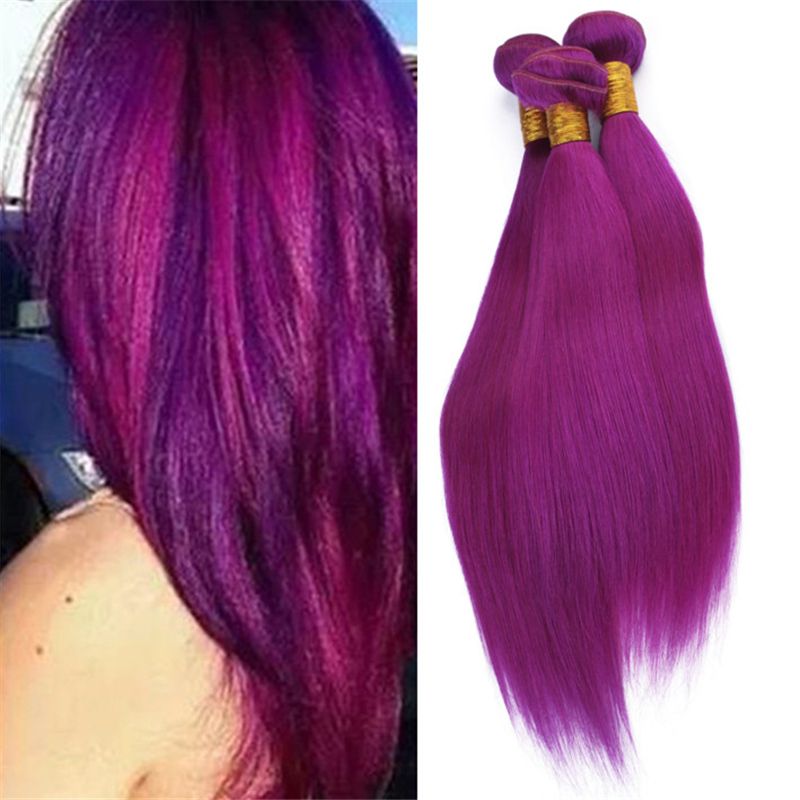 Virgin Malaysian Purple Color Human Hair Weave 3 Bundles Deals