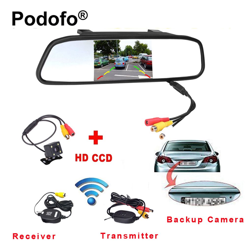 4.3/" TFT LCD Monitor Mirror Car Rear View Backup Reverse Camera Kit Night Vision