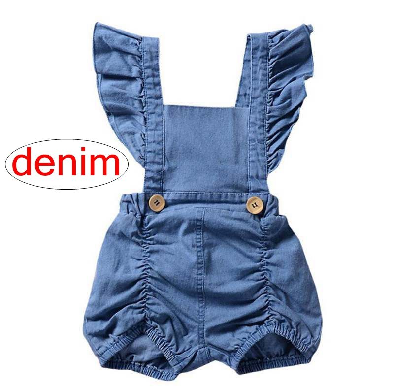 INS Infantil Bebé Niñas Volantes Ruffles Mamelucos Nacidos Bebé denim azul Ropa Moda