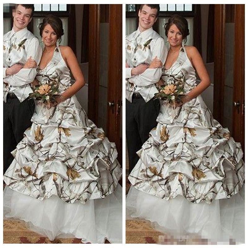 Discount 2018 Vintage A Line Camouflage Wedding Dresses