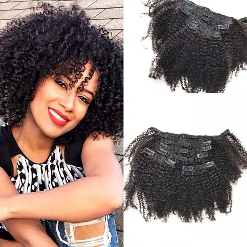 Clip In Curly Hair Extensions For African American Eurasian Human
