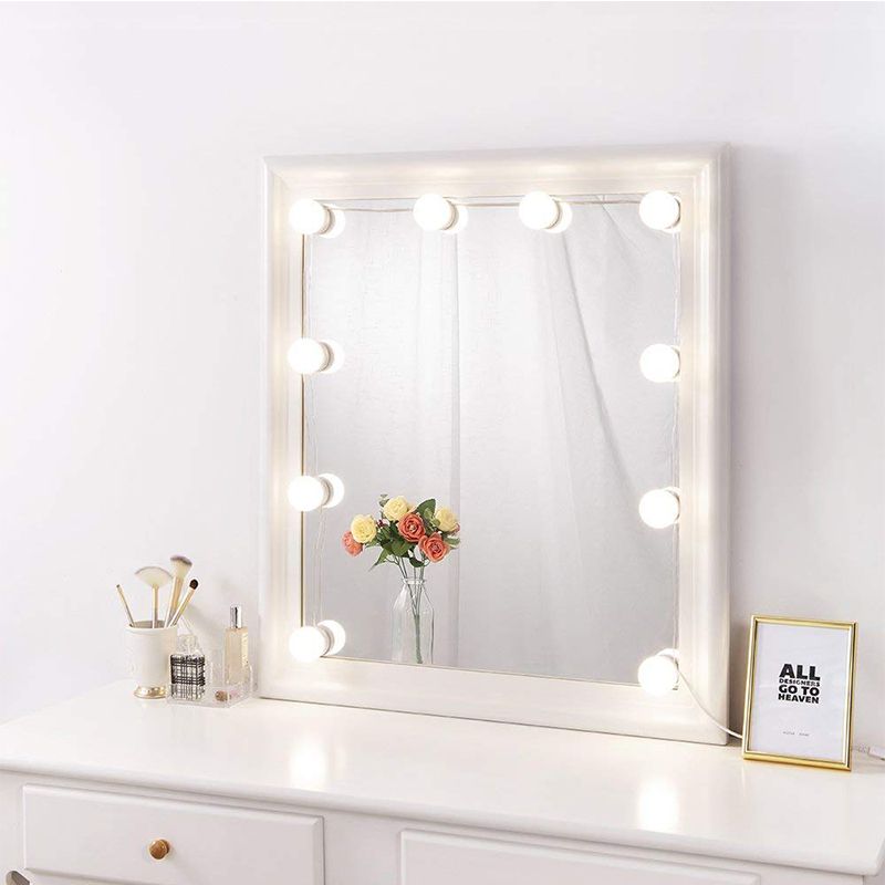 LPing Espejo de Maquillaje de vanidad Iluminado Hollywood de 40/50/60 cm con Luces LED para tocador de Maquillaje Juego de Enchufe,Espejo cosmético de Mesa Regulable,Dorado 