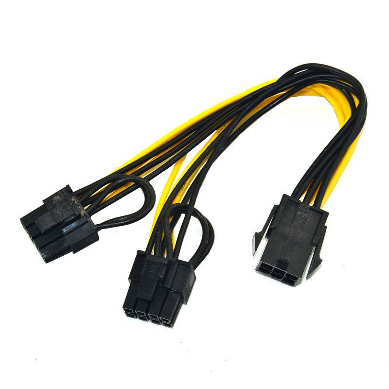 PCIE 6P Female to 2 Port Dual 8pin 6+2p Male GPU Graphics Video Card Power Cable