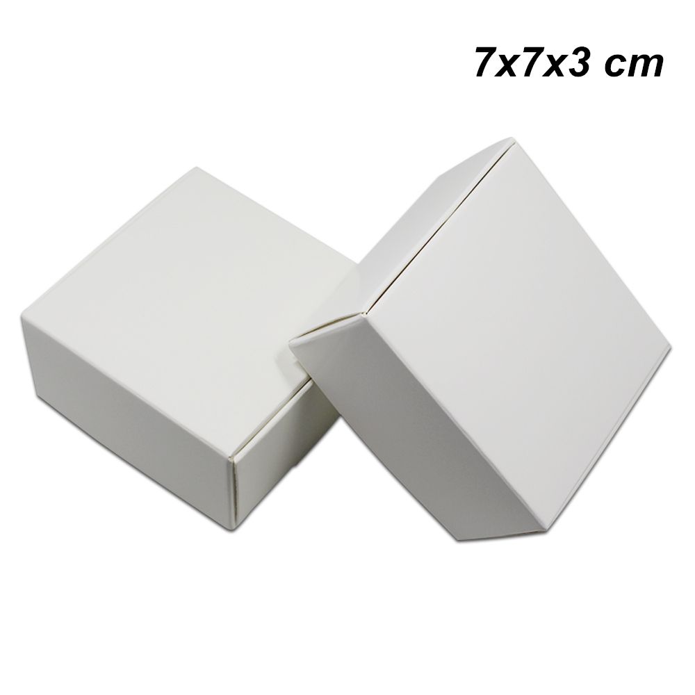 7x7x3cm White Kraft Paper Boxes Gifts Box For Jewelry Pearl Candy