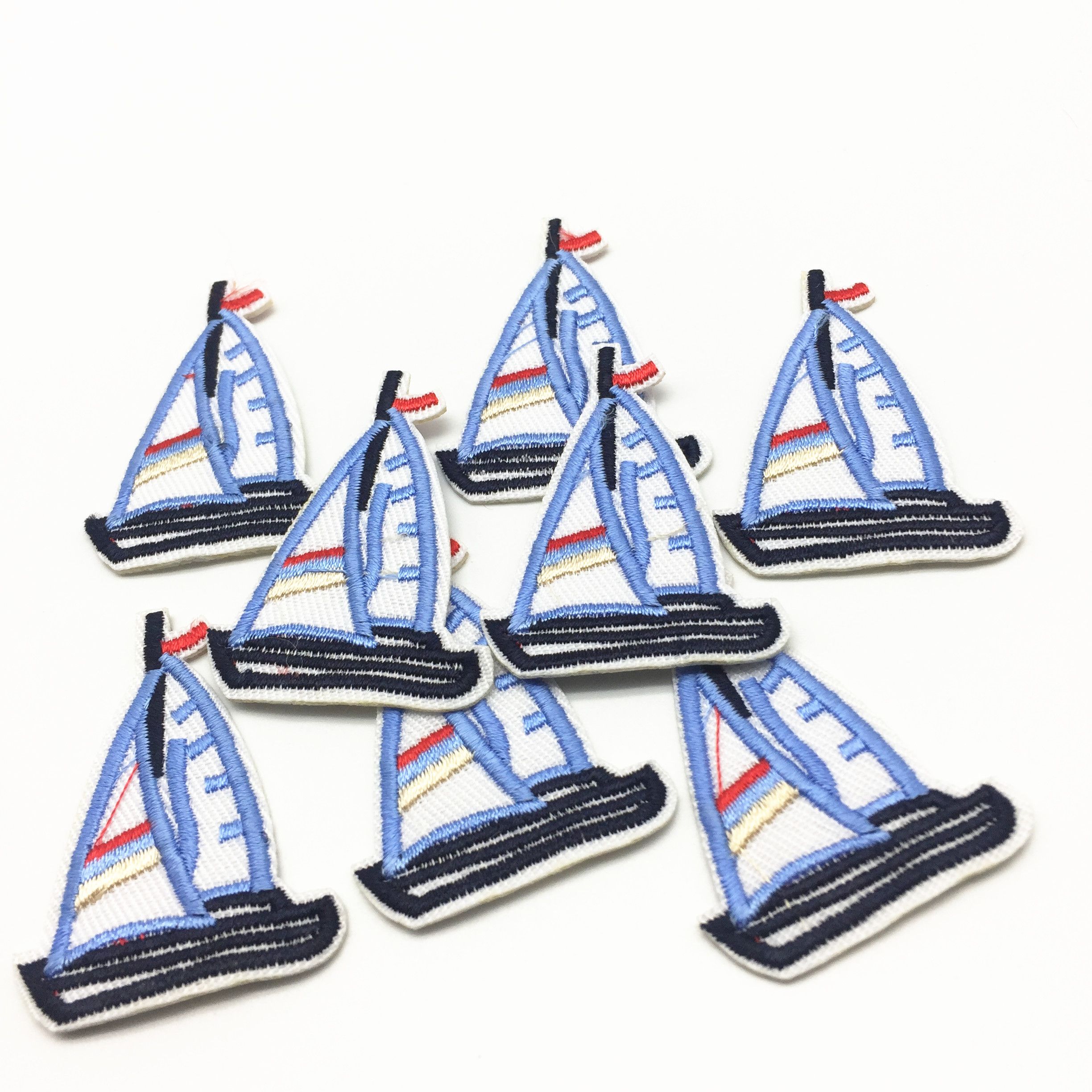 2021 Blue Sailing Embroidered Iron On Patches Boy Sewing Patch For
