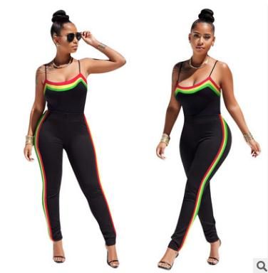 black jumpsuit rainbow