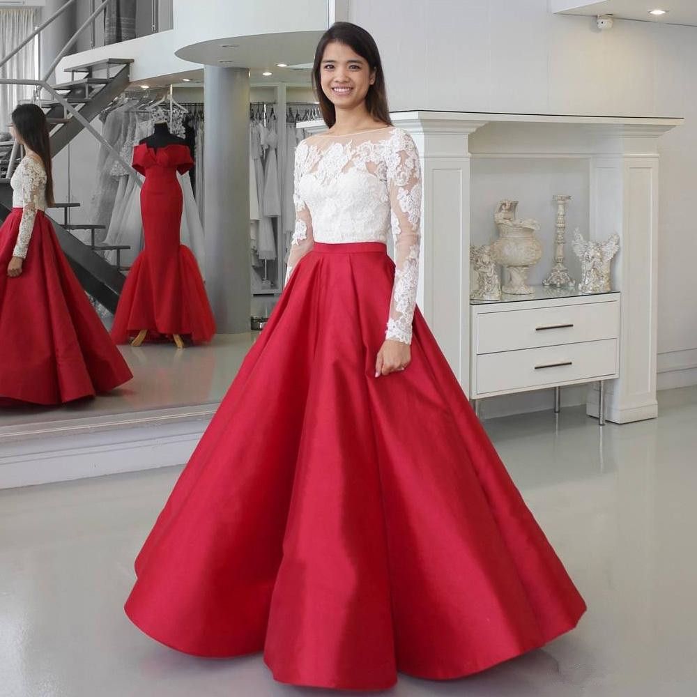 white and red formal dresses