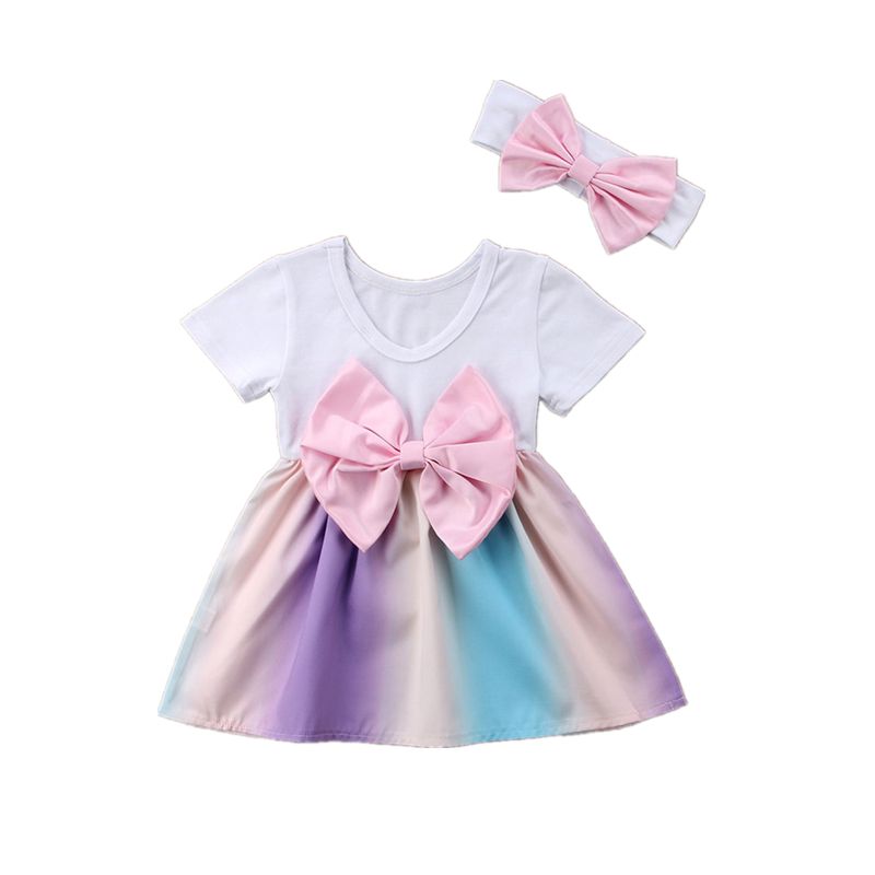 2020 Newborn Baby Girl Rainbow Dress Bowknot Tutu Dresses With Headband Set Outfit Princess Dress Costumes Baby Girls Clothes Kid Clothing From Tyfactory 4 73 Dhgate Com
