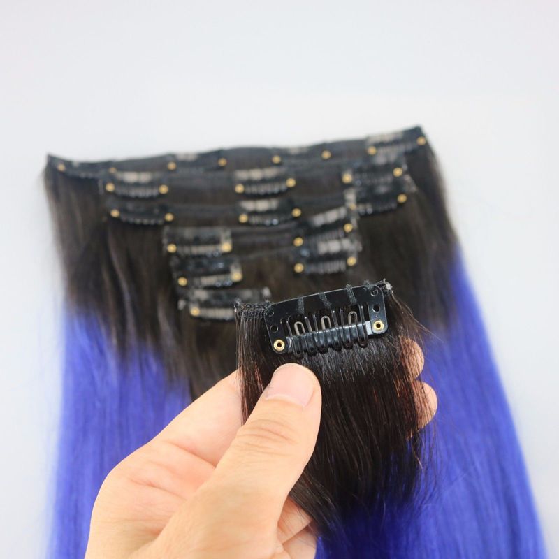 Cheap Two Tone Ombre Clip In Indian Remy Human Hair Extensions