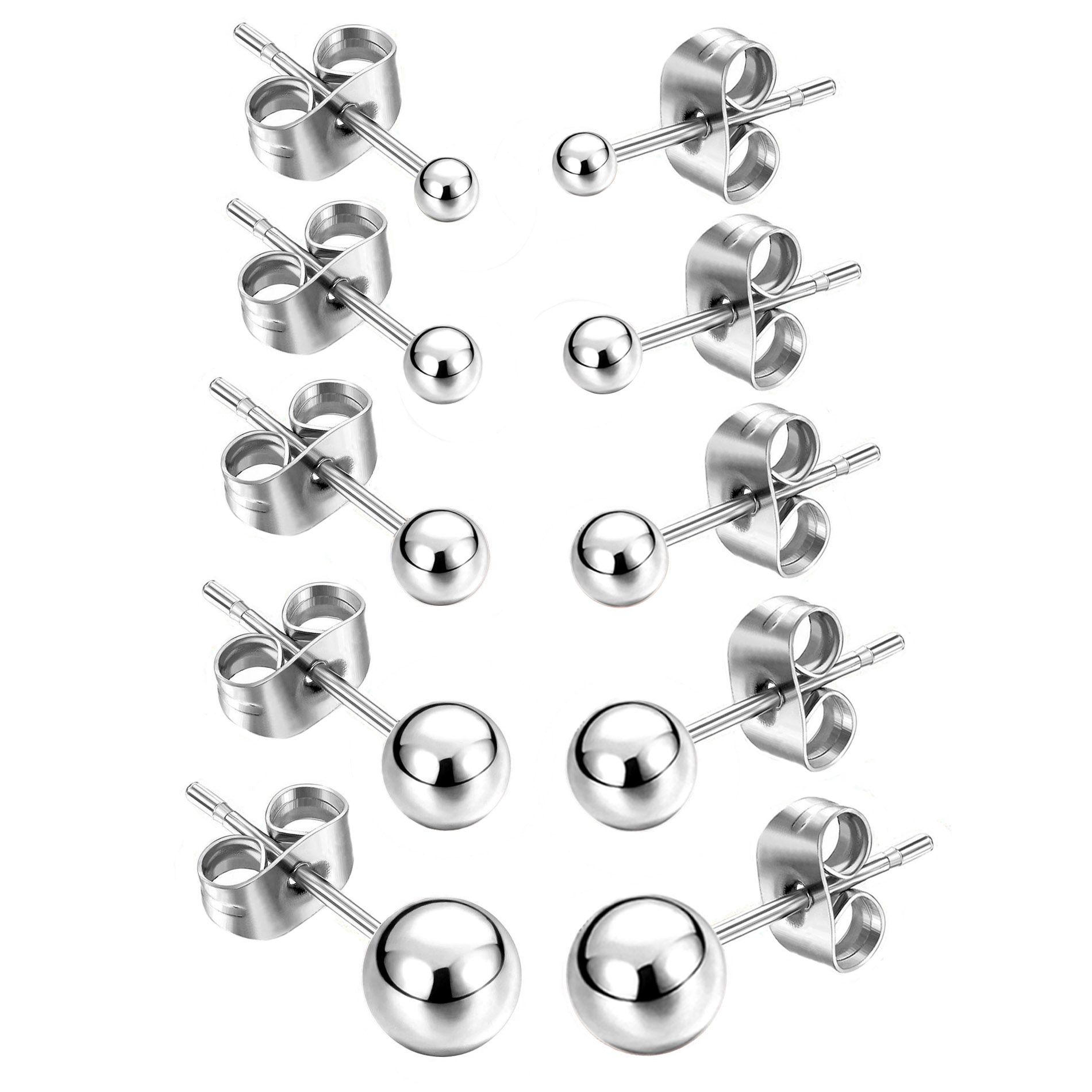 Wholesale Earrings Type Wholesale Round Ball Stud Earrings Silver 316L