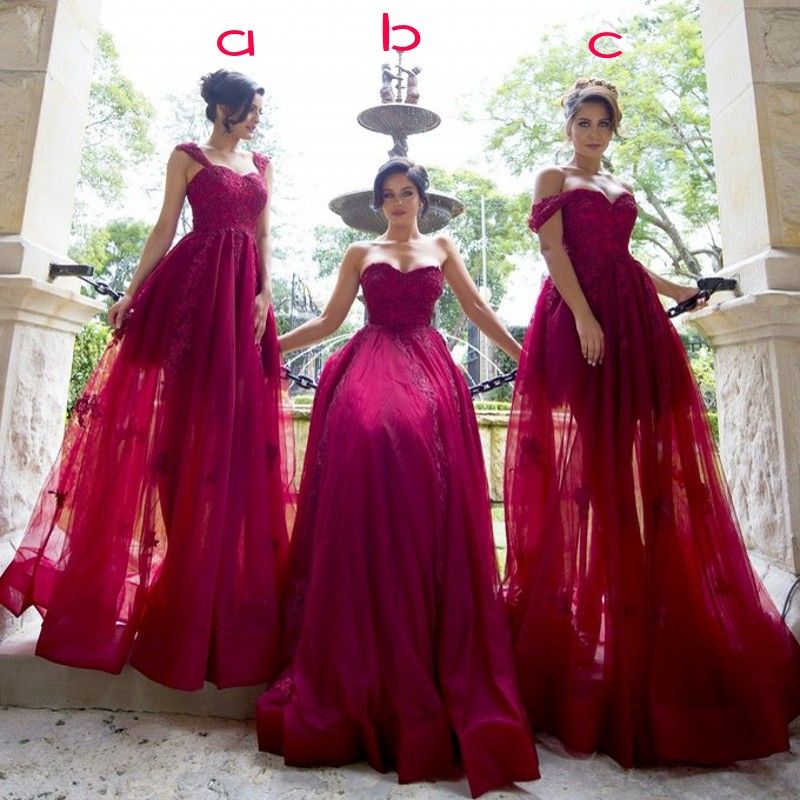 burgundy maid of honor dress