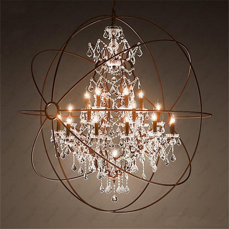 Country Hardware Vintage Orb Crystal Chandelier Lighting Rh Rustic Iron Candle Chandeliers Light Globe Led Pendant Lamp Home Decoration From Hong58 194 22 Dhgate Com Country Hardware Vintage Orb Crystal, Rustic Iron Orb Crystal Chandelier