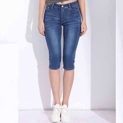 Denim High Cintura Jeans Shorts Longitud De La Rodilla Mujer Skinny Tamaño Feminino Capris Jeans Femme Denim Pantalones De Verano Venta Al Por Mayor De 23,47 € |