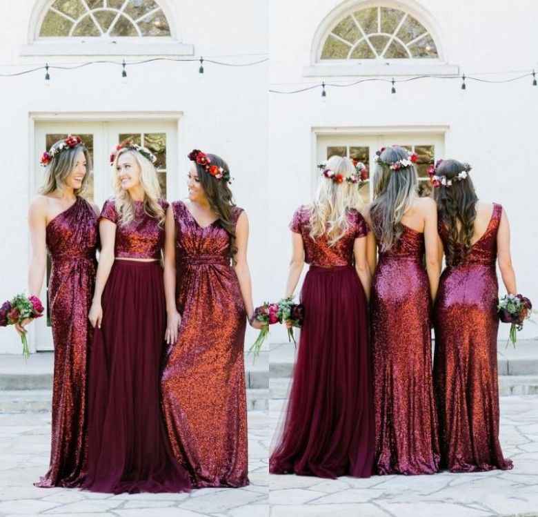 burgundy sequin dress bridesmaid