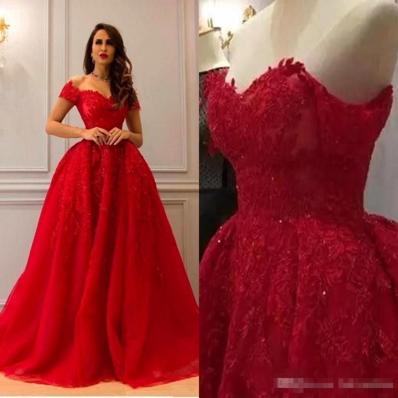 red elegant prom dress