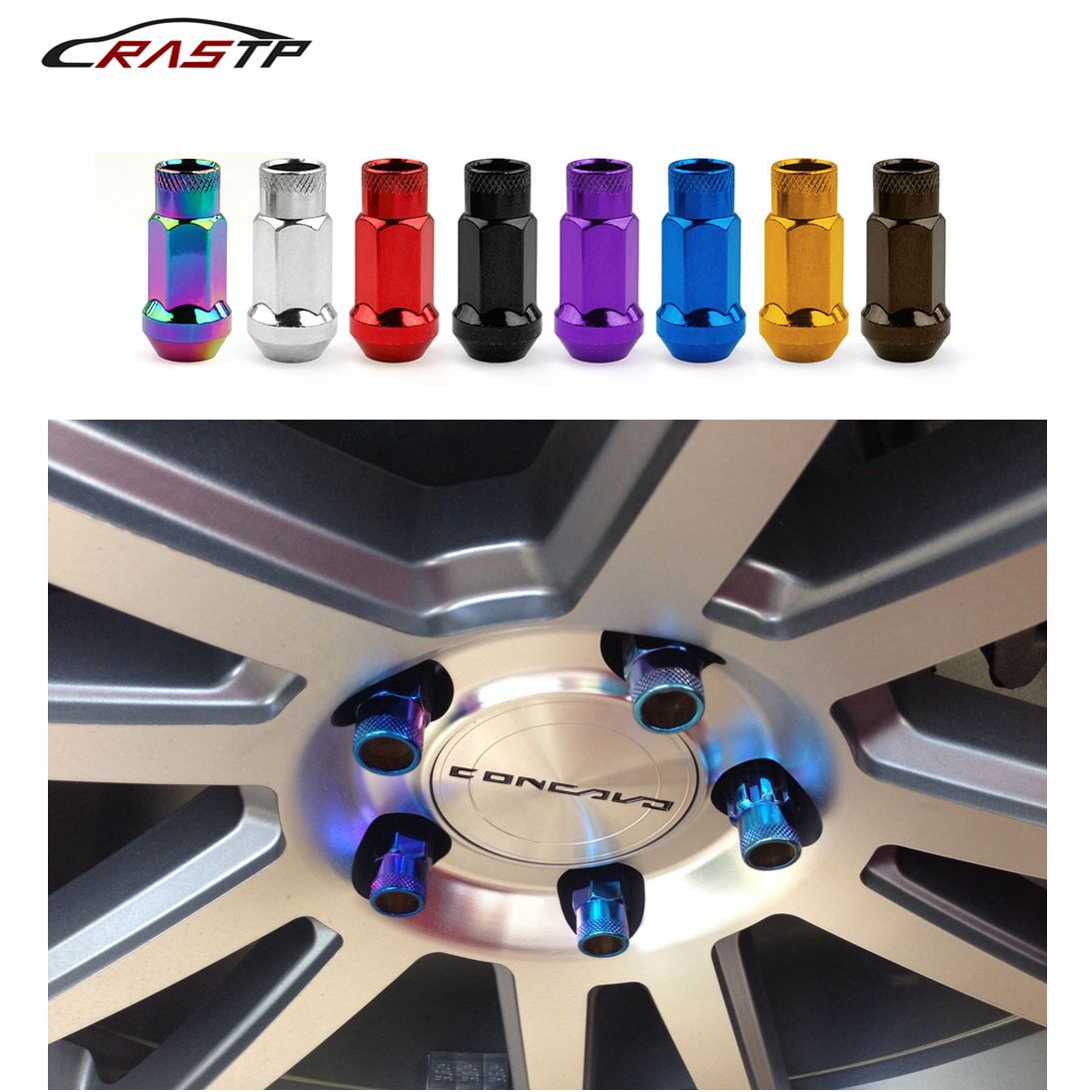 2020 RASTP Muteki Sr48 Wheel Lug Nuts 12X1.5 Acorn Rim Extended Open