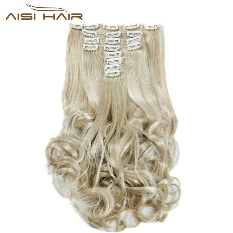 I S A Synthetic 18 Clips In Hair Extension 22inch Long Wavy Blonde