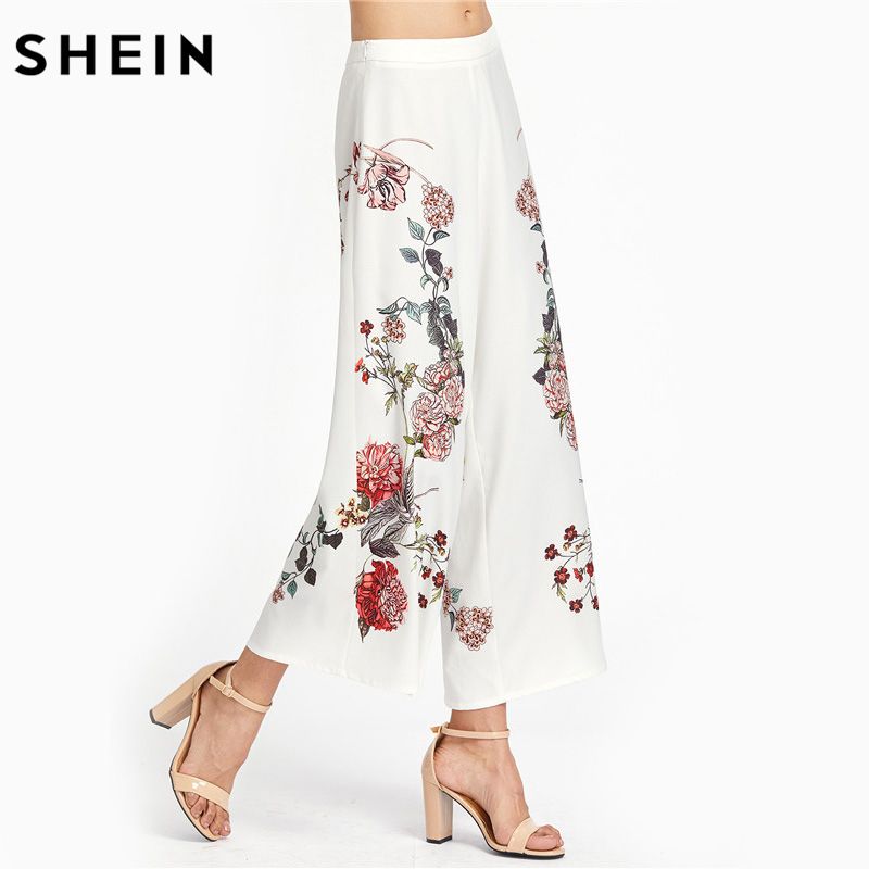 Acquistare SHEIN Pantaloni Lunghi Da Donna Con Cerniera Laterale Con Stampa  Botanica Bianca. Cerniera Estiva Da Donna Economico | Consegna Veloce E  Qualità | It.Dhgate