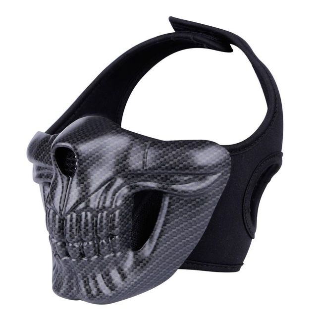 Halloween Carbon Fiber Full Face Mask Prom High-End Black Party