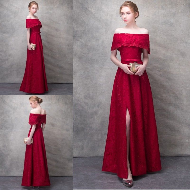 long gown off shoulder design