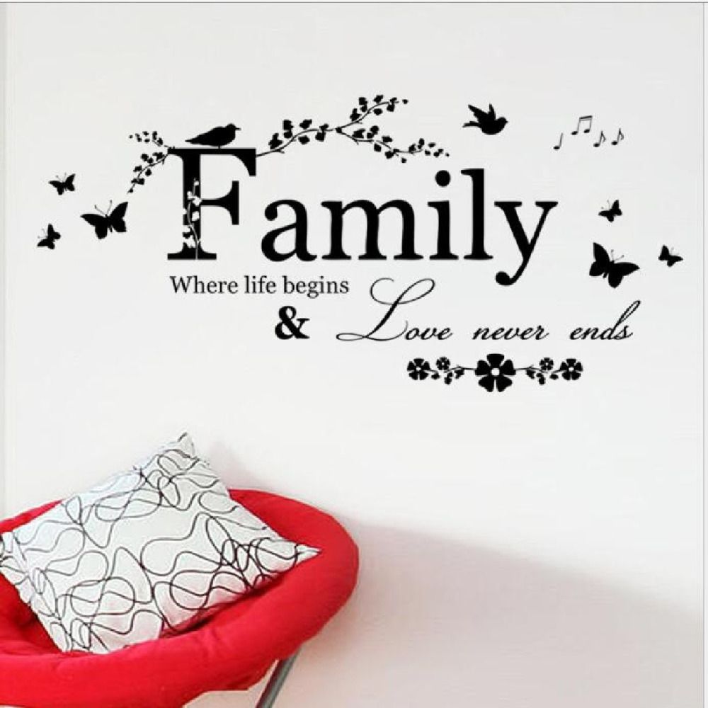 Acheter 90 50 Cm Famille Amour Jamais Fin Citation Vinyle Wall Decal Mur Lettrage Art Mots Sticker Mural Home Decor Decoration De Mariage De 3 15 Du Chairdesk Dhgate Com