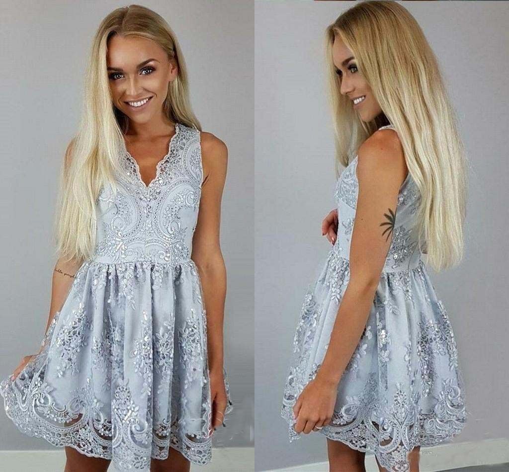 baby blue short homecoming dresses