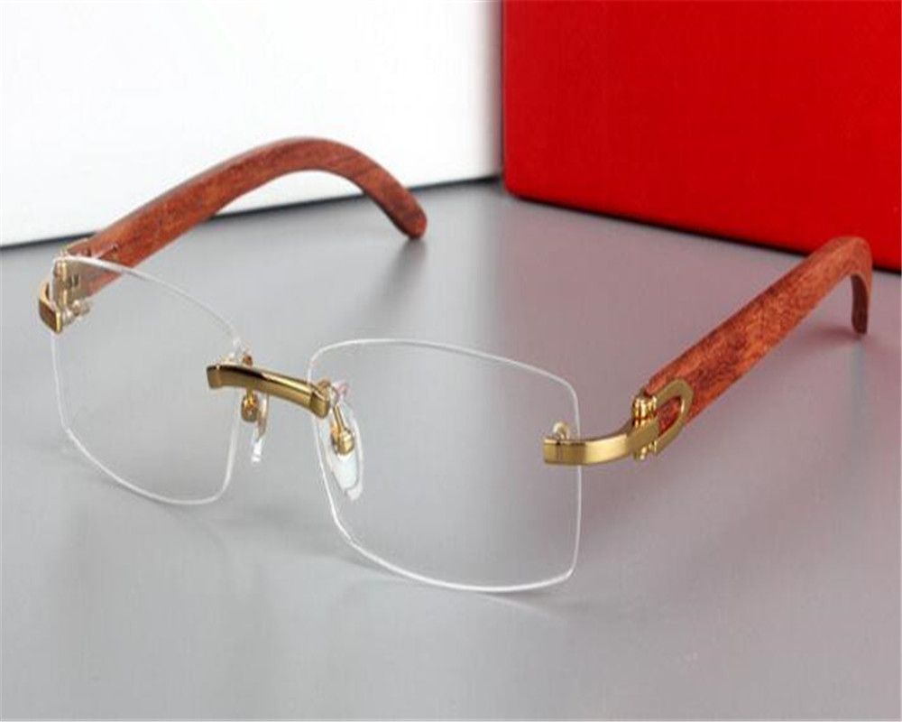 DOWER ME Business Men Fashion Rimless Wooden Temple Gold For Myopia ...