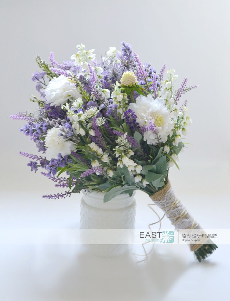 Korean Romantic Bridal Bouquet Wedding Aesthetic White Purple
