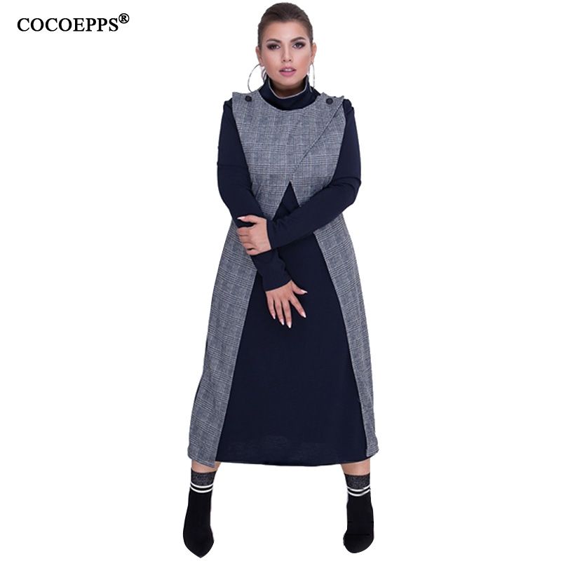 Compra COCOEPPS Tallas Grandes Ropa De Mujer Vestido De Invierno A Cuadros  5XL 6XL Vestidos Vestido De Trabajo De Oficina Grande Y De Gran Tamaño  Vestido Largo Elegante Barato | Entrega Rápida