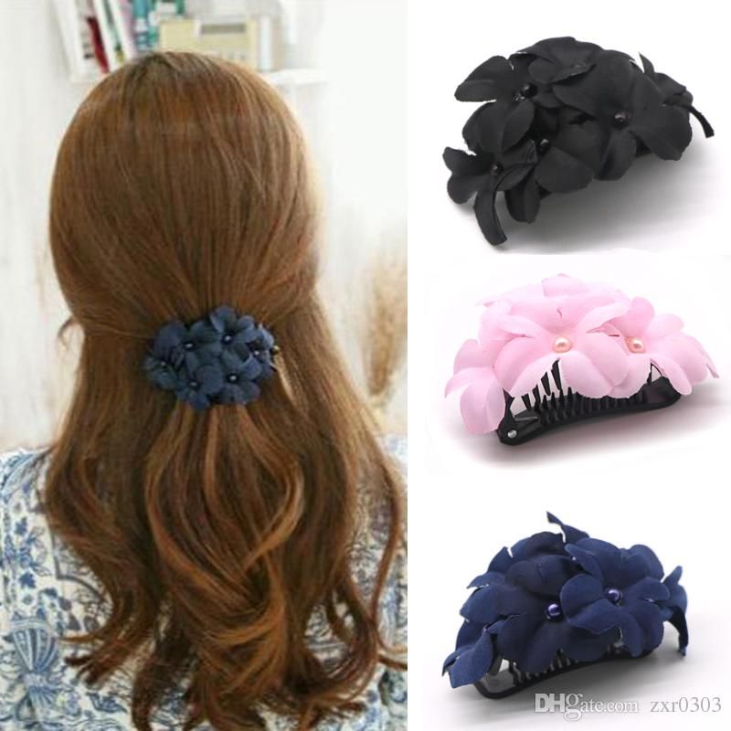 brown flower hair clip