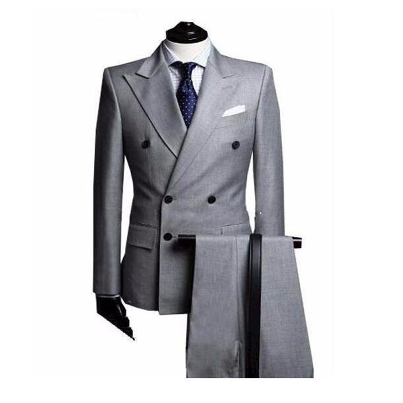 Blazer Uomo Doppiopetto Uomo Vestito Grigio Chiaro Tuta Picco Groomsmen  Bavero Uomo Abito Da Sposa Uomo Giacca + Pantaloni Da 78,57 € | DHgate Italy