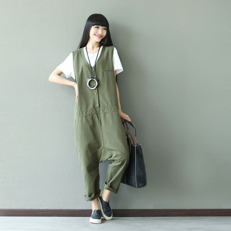 casual green jumpsuit