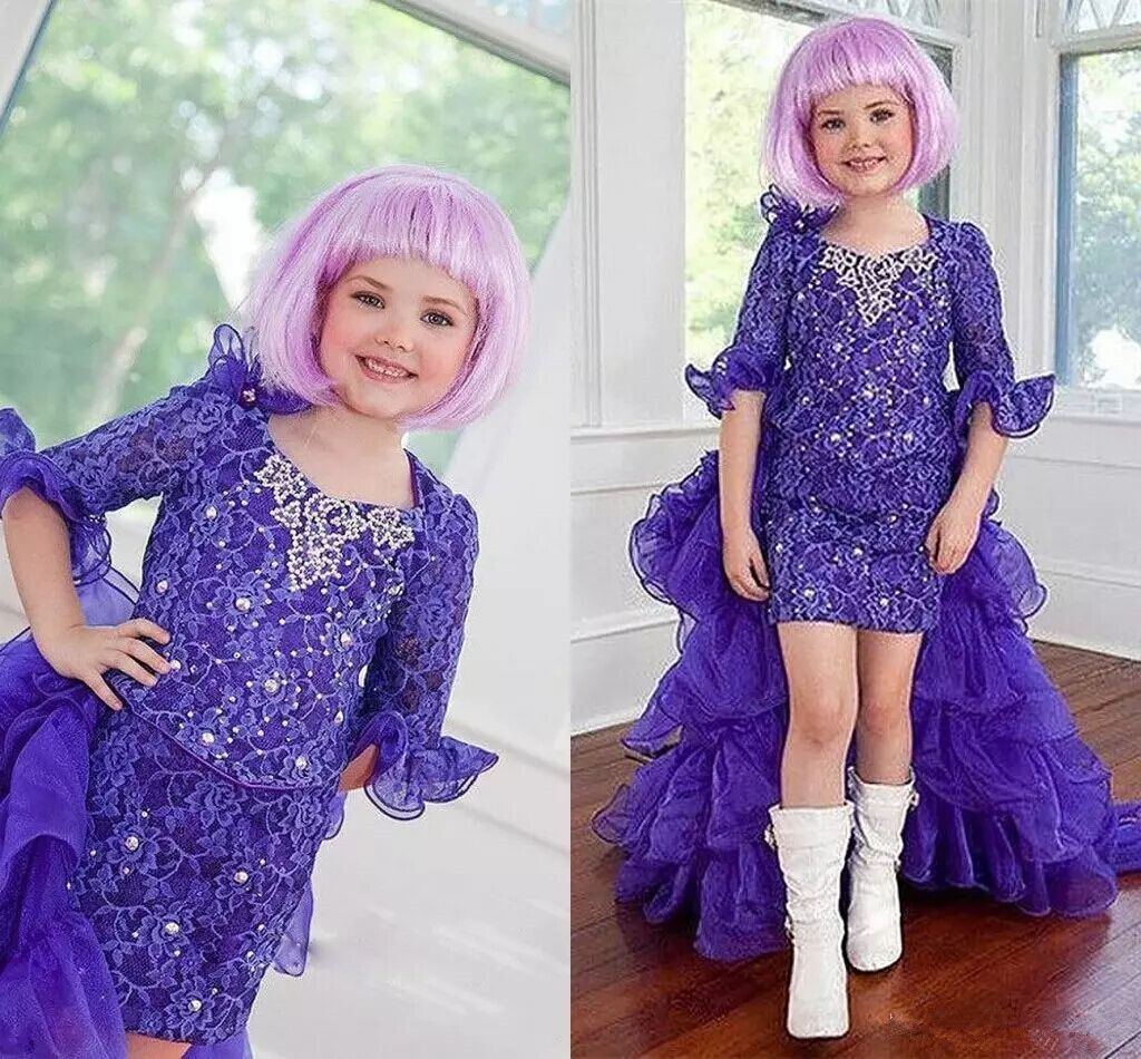 purple lace flower girl dress