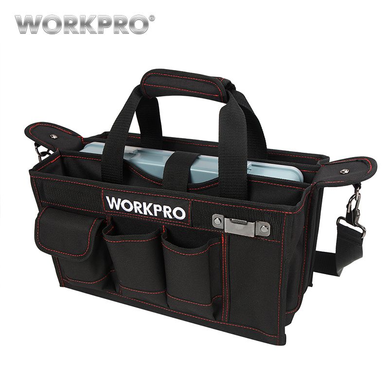 2020 WORKPRO 600D Shoulder Tool Bag With Center Tray Waterproof Tool