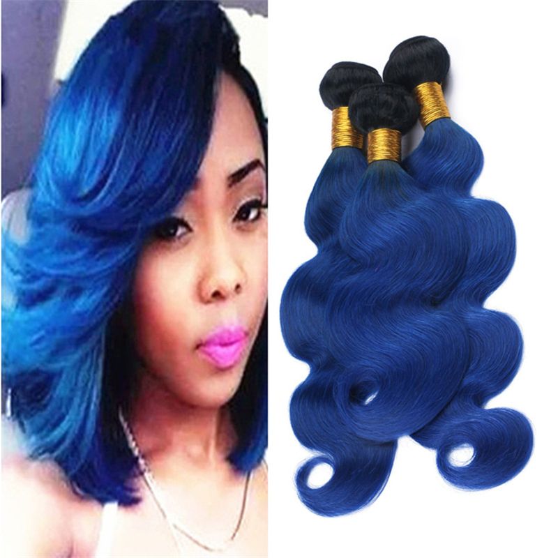 Colored 1B Blue Ombre Malaysian Virgin
