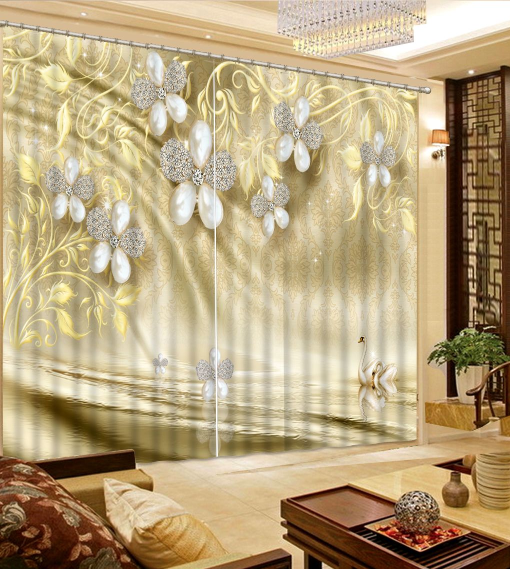 2019 Modern Pink Curtains Custom 3d Painting Curtains Romantic