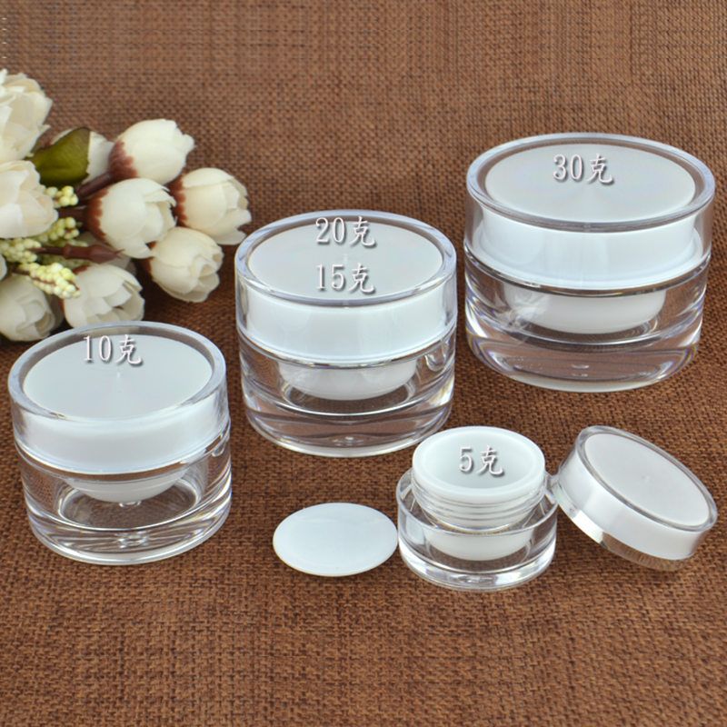 5 10 15 20 30 50g ML Round Acrylic Jar White Jar With Liner Container