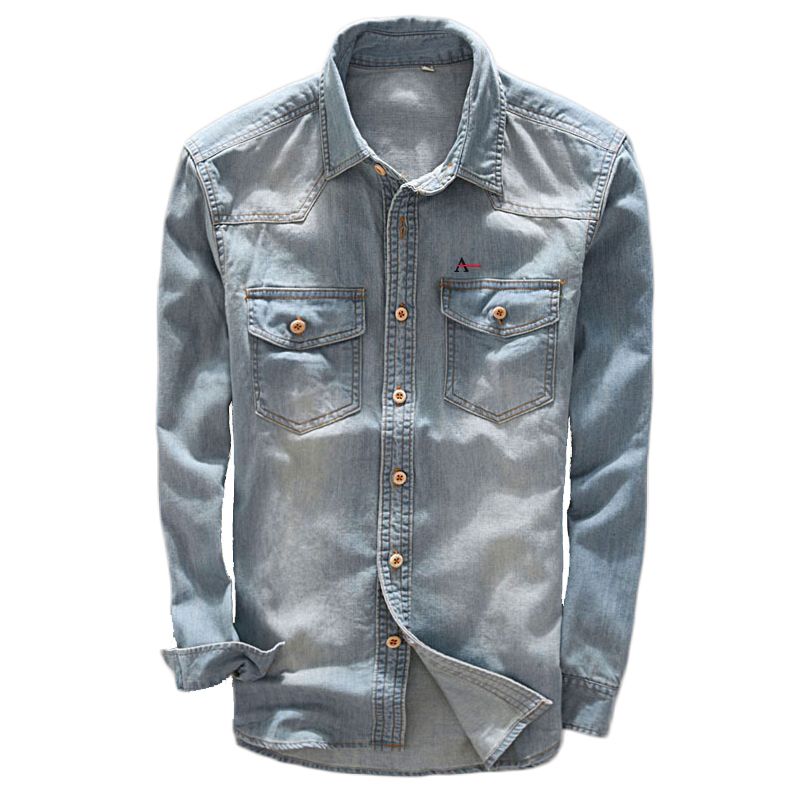 camisa jeans manga comprida masculina
