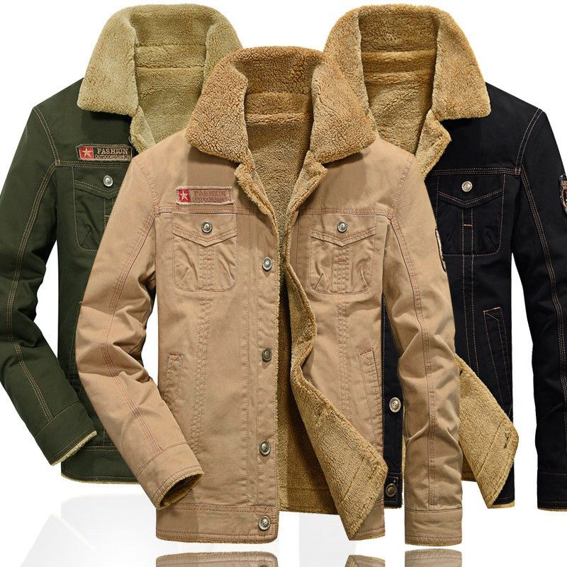 Winter Bomber Jackets Men Pilot Jacket Male Fur Collar Army Jacket ...