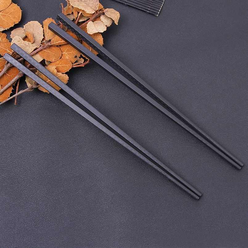Chinese Style Vintage Chopsticks Black Wood Like Alloy Chopsticks Mildew Proof Pure Color