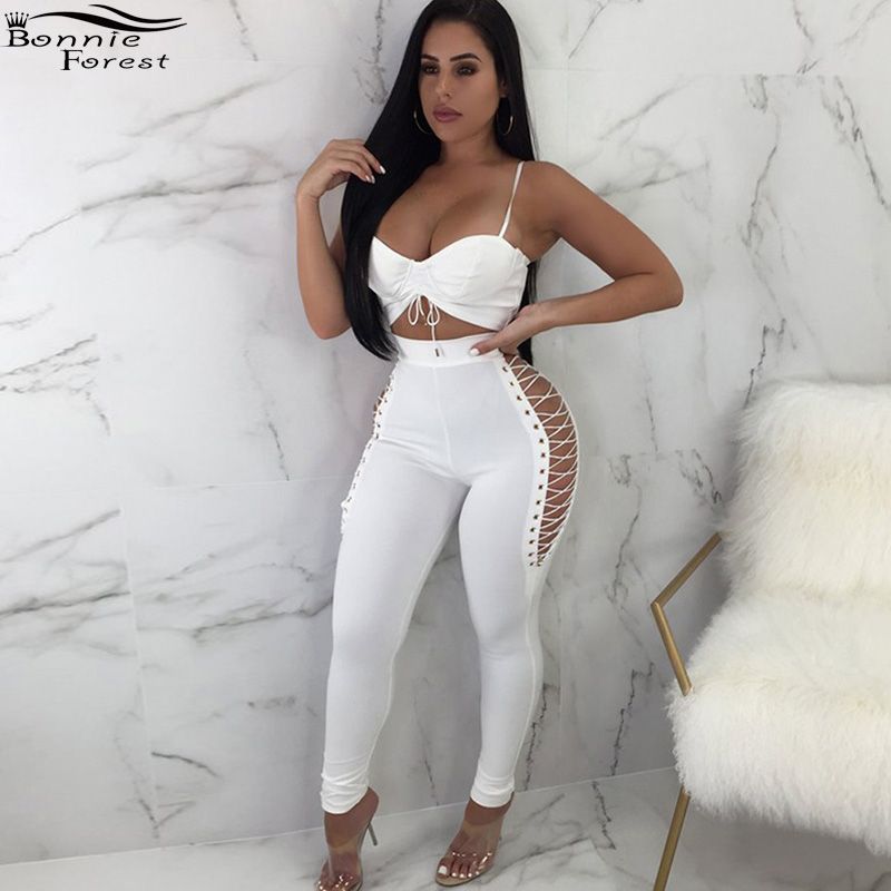 white bandage two piece set