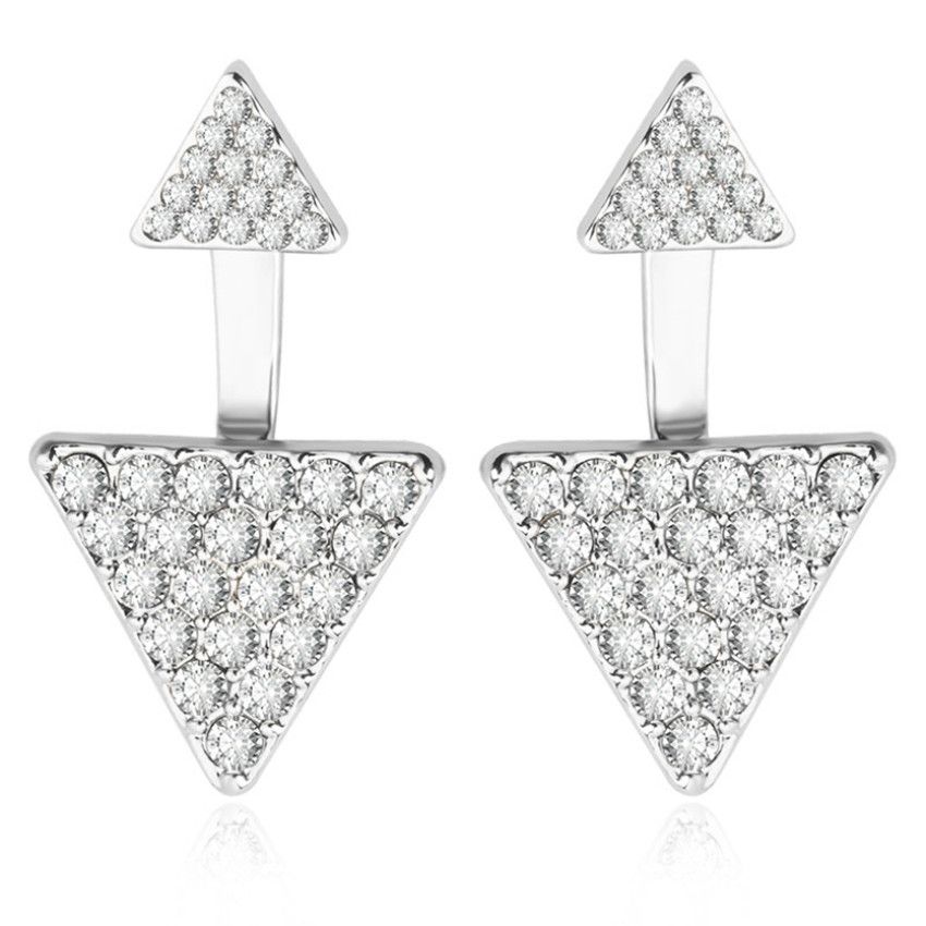 Lady 925 Sterling Silver plaqué double Crystal Ball boucles d/'oreilles bijoux